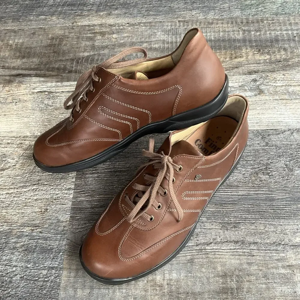 Finn Comfort Mens Syracuse Brown Leather Lace Up oxford Loafers Size US 9 UK 8.5